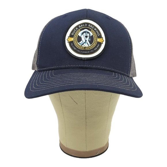 Buck Bald Brewing Mesh Snapback Cap Trucker Baseball Hat Blue Gray Richardson - Picture 7 of 12